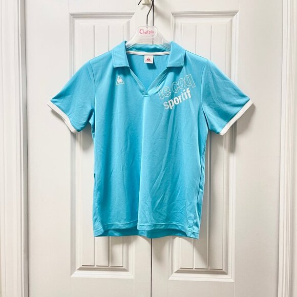 NWOT Le Coq Sportif Blue V-Neck Polo - Picture 1 of 11